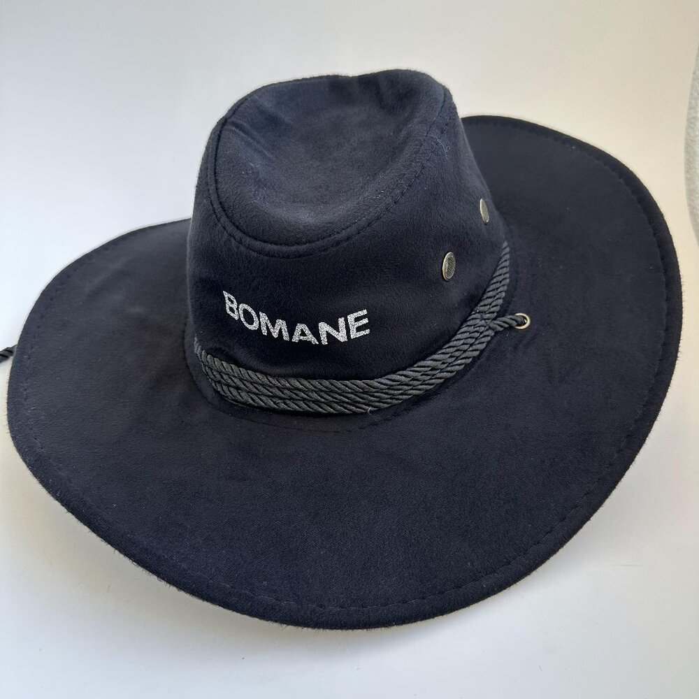 Western Faux Felt Cowboy Hats 7 1/2 Wide Brim Outdoor Sunshade Hat with String